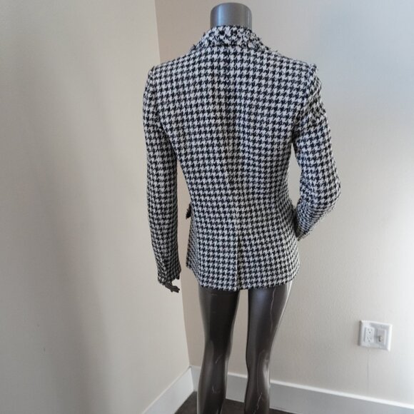 Veronica Beard Taja Houndstooth Jacket Tweed Double Breasted Blazer Size 4 - Picture 6 of 8